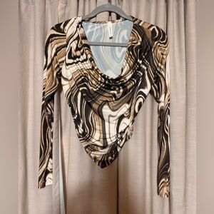 SHEIN Brown and Cream Swirl Blouse